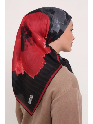 Mismara Organik Pamuk Eşarp D1 Siyah Kırmızı