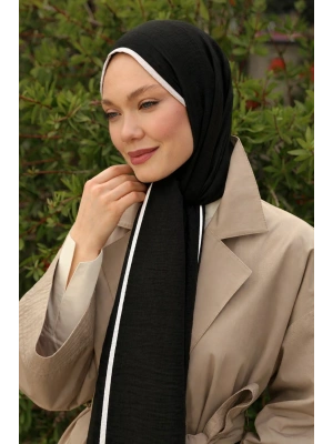 Mismara Müslin Biyeli Şal Siyah