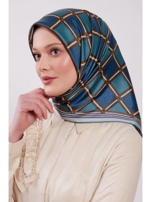 Levidor Kristal Eşarp Baklava Desen Petrol Mavi