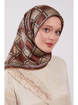 Levidor Kristal Eşarp Baklava Desen Kahve