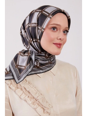 Levidor Kristal Eşarp Baklava Desen Siyah Gri