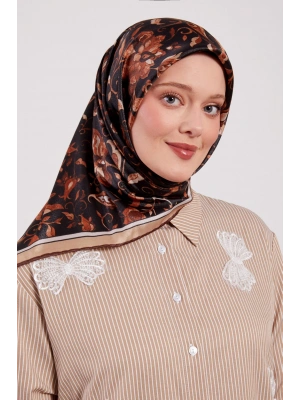 Levidor Kristal Eşarp Lalezar Desen Siyah