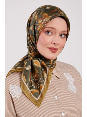 Levidor Kristal Eşarp Lalezar Desen Haki