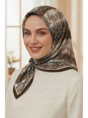 Levidor Kristal Eşarp Dalga Desen Kahve