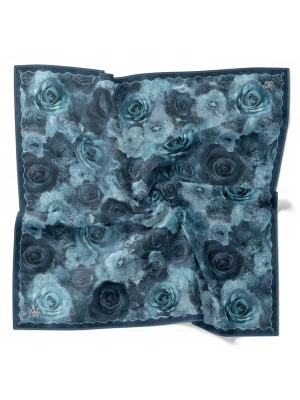 Levidor Kristal Eşarp Gül Desen Petrol Mavi