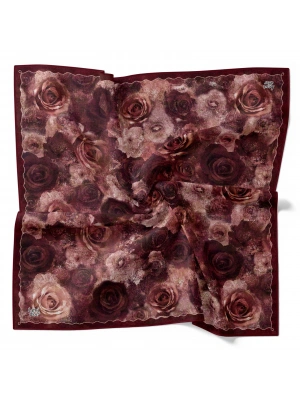 Levidor Kristal Eşarp Gül Desen Koyu Bordo