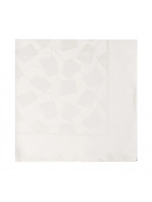 Şehri Şal Puantiye Desen Jakarlı Şal Kırık Beyaz