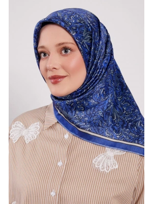 Levidor Kristal Eşarp Etnik Desen 2 Saks Mavi