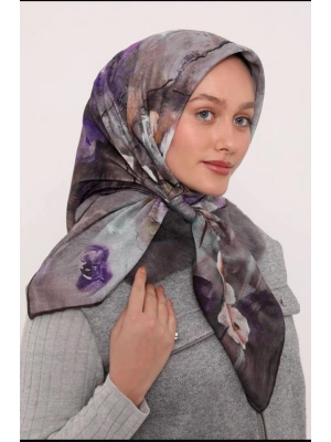 Mismara Organik Pamuk Eşarp D2 Siyah Mor