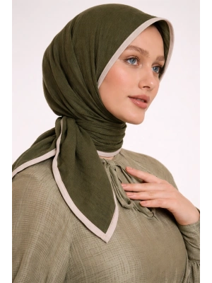 Mismara Müslin Biyeli Eşarp Haki