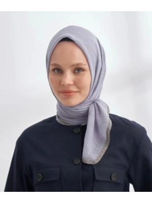 Mismara Müslin Biyeli Eşarp Gümüş