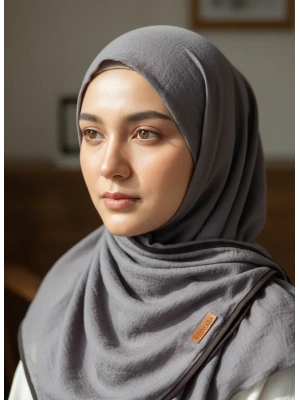 Mismara Müslin Biyeli Eşarp Koyu Vizon