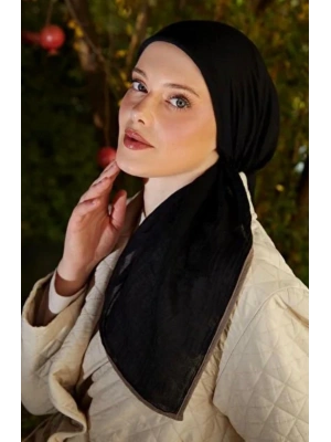 Mismara Müslin Biyeli Eşarp Siyah Vizon