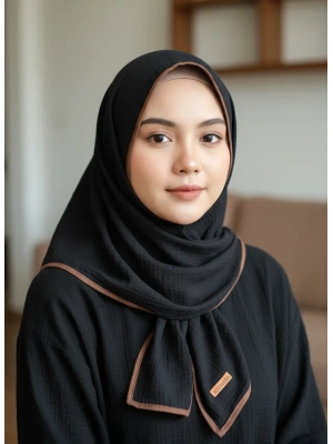 Mismara Müslin Biyeli Eşarp Siyah Kahve