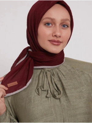 Mismara Müslin Biyeli Eşarp Bordo