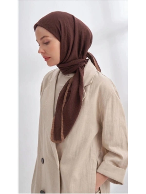 Mismara Müslin Biyeli Eşarp Kahve