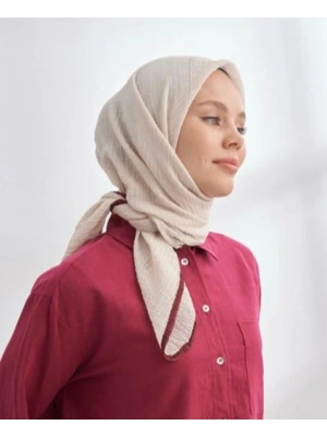 Mismara Müslin Biyeli Eşarp Vizon Bordo