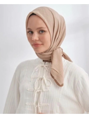 Mismara Müslin Biyeli Eşarp Pudra Vizon