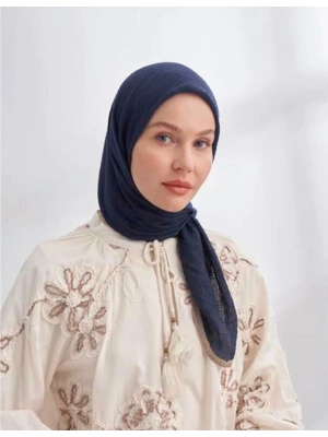 Mismara Müslin Biyeli Eşarp Lacivert Vizon