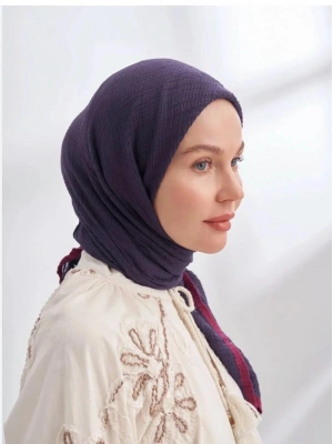 Mismara Müslin Biyeli Eşarp Lacivert Bordo