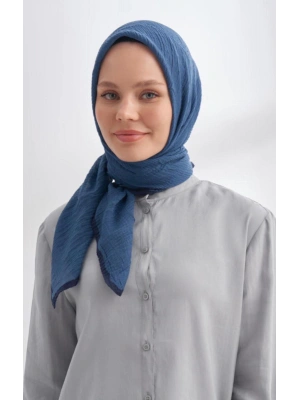 Mismara Müslin Biyeli Eşarp Kot Mavi