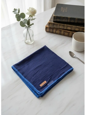 Mismara Müslin Biyeli Eşarp Lacivert Mavi