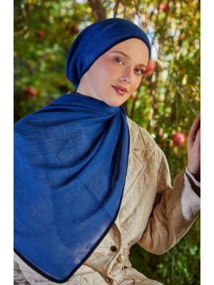 Mismara Müslin Biyeli Eşarp İndigo Mavi