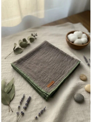 Mismara Müslin Biyeli Eşarp Yeşil Kahve