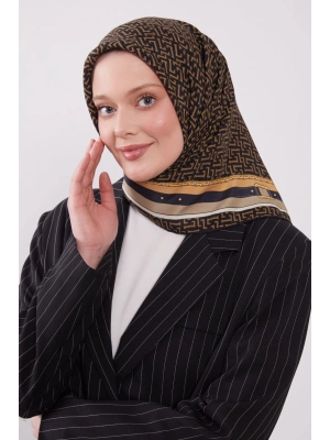 Levidor Royal Eşarp Kemer Desen Siyah Vizon