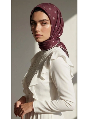 Bonjela Soft Eşarp Kafes Desen Mürdüm