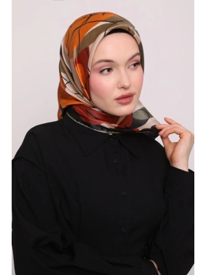 Levidor Kristal Eşarp Asimetrik Desen Siyah Haki