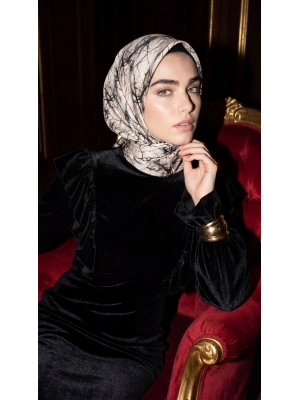 Levidor Kristal Eşarp Mermer Desen Siyah