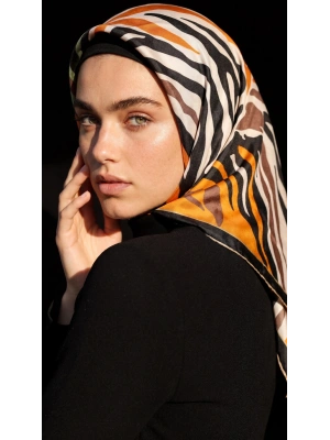 Levidor Kristal Eşarp Zebra Desen Siyah Hardal