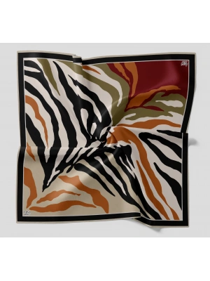 Levidor Kristal Eşarp Zebra Desen Siyah Vizon