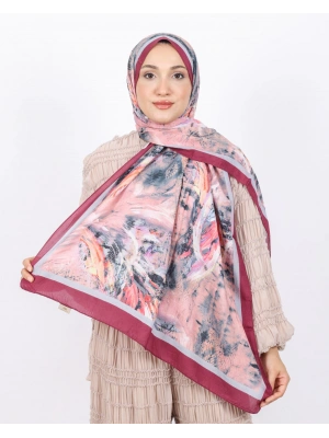 Luissa Bambu Kraş Şal Pastel Desen Bordo