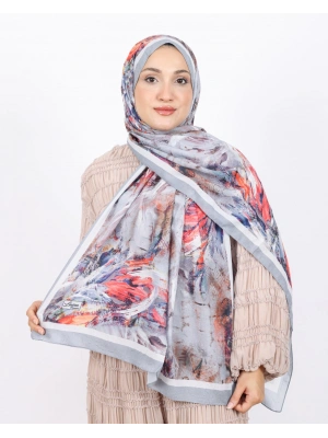 Luissa Bambu Kraş Şal Pastel Desen Gri