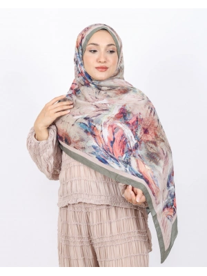 Luissa Bambu Kraş Şal Pastel Desen Haki