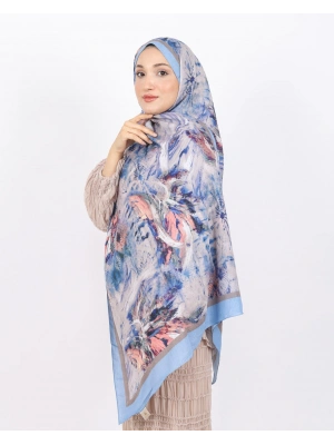 Luissa Bambu Kraş Şal Pastel Desen İndigo Mavi
