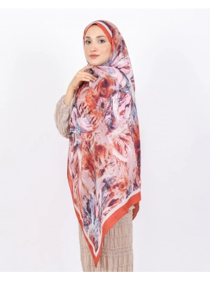 Luissa Bambu Kraş Şal Pastel Desen Kiremit