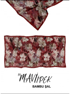 Mavi İpek Bambu Kraş Şal Desen 1 D11