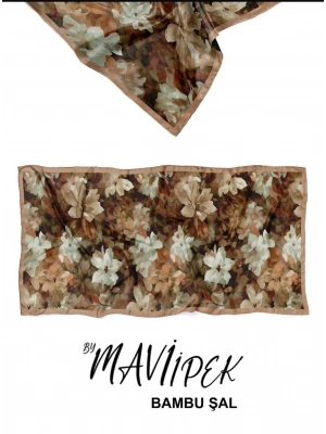 Mavi İpek Bambu Kraş Şal Desen 1 D14