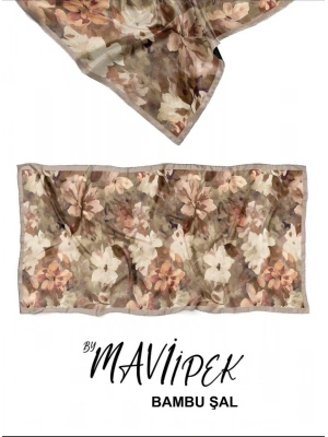 Mavi İpek Bambu Kraş Şal Desen 1 D2