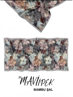 Mavi İpek Bambu Kraş Şal Desen 1 D6