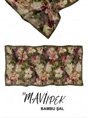 Mavi İpek Bambu Kraş Şal Desen 1 D9