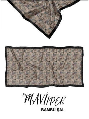 Mavi İpek Bambu Kraş Şal Desen 2 D2