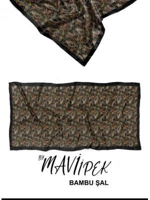 Mavi İpek Bambu Kraş Şal Desen 2 D5