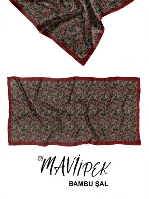 Mavi İpek Bambu Kraş Şal Desen 2 D7
