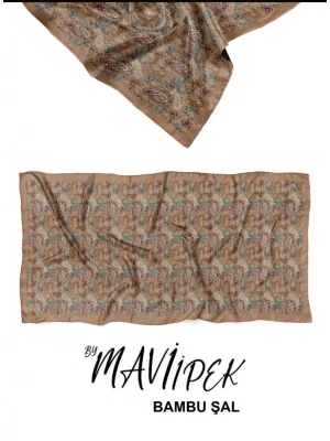 Mavi İpek Bambu Kraş Şal Desen 2 D13