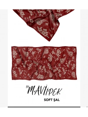 Mavi İpek Soft Pamuk Şal Bordo Serisi D11