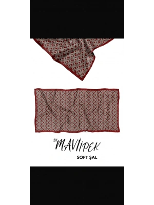 Mavi İpek Soft Pamuk Şal Bordo Serisi D2